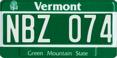 VT license plate NBZ074