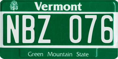 VT license plate NBZ076