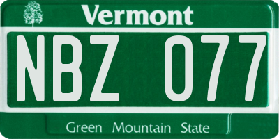 VT license plate NBZ077