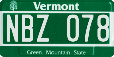 VT license plate NBZ078