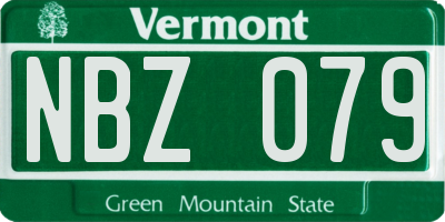 VT license plate NBZ079