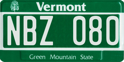 VT license plate NBZ080