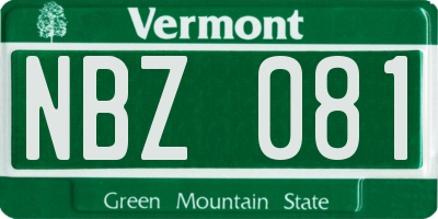 VT license plate NBZ081