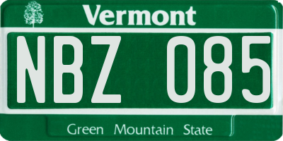 VT license plate NBZ085