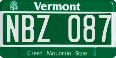 VT license plate NBZ087