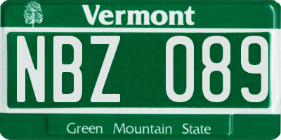 VT license plate NBZ089