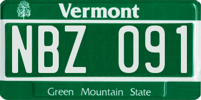 VT license plate NBZ091