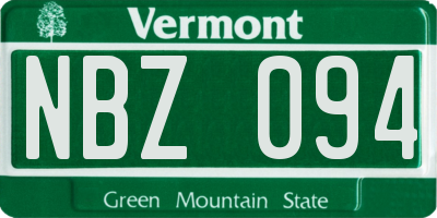 VT license plate NBZ094