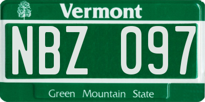 VT license plate NBZ097