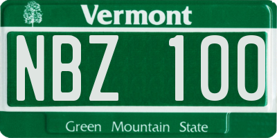 VT license plate NBZ100