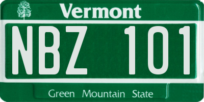 VT license plate NBZ101