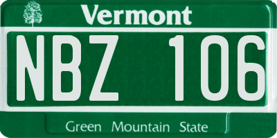 VT license plate NBZ106