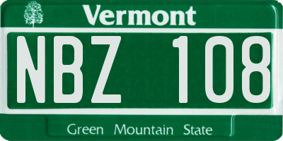 VT license plate NBZ108