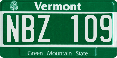 VT license plate NBZ109