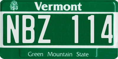VT license plate NBZ114
