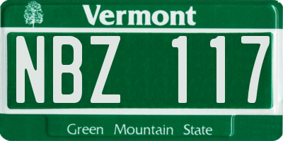 VT license plate NBZ117