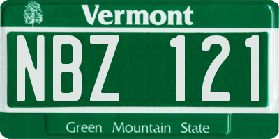VT license plate NBZ121