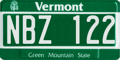 VT license plate NBZ122