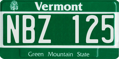 VT license plate NBZ125