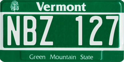 VT license plate NBZ127