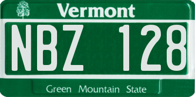 VT license plate NBZ128