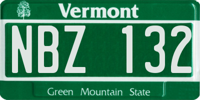 VT license plate NBZ132