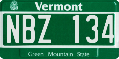 VT license plate NBZ134