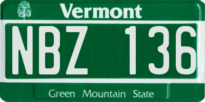 VT license plate NBZ136