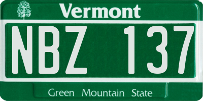 VT license plate NBZ137