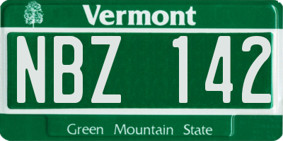 VT license plate NBZ142