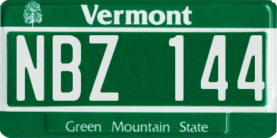 VT license plate NBZ144