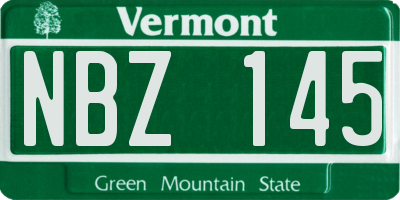 VT license plate NBZ145