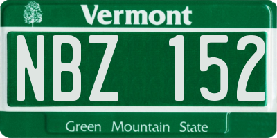VT license plate NBZ152