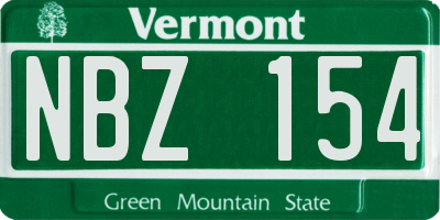 VT license plate NBZ154