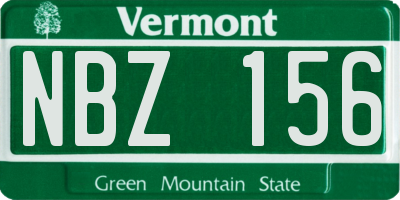VT license plate NBZ156