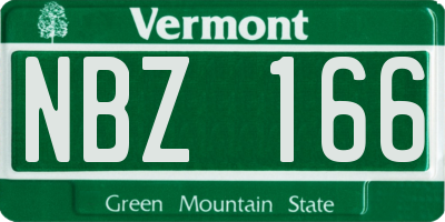 VT license plate NBZ166