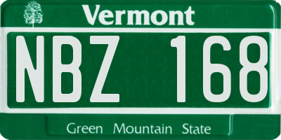 VT license plate NBZ168