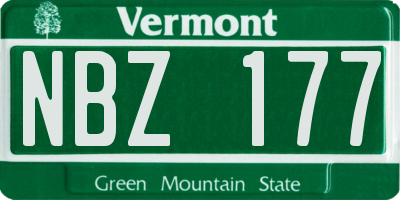 VT license plate NBZ177