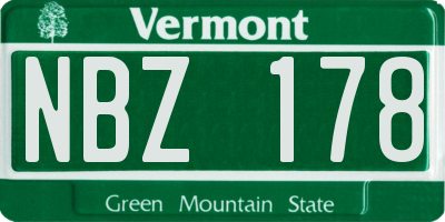 VT license plate NBZ178