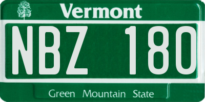 VT license plate NBZ180