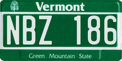 VT license plate NBZ186