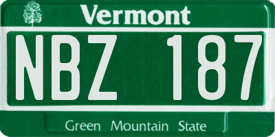 VT license plate NBZ187