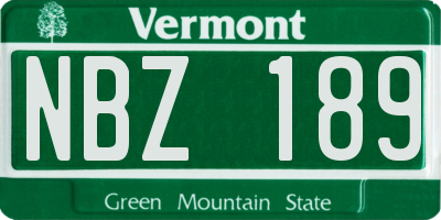 VT license plate NBZ189