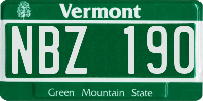 VT license plate NBZ190