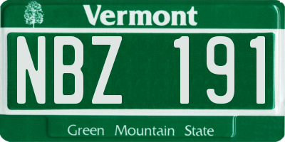 VT license plate NBZ191