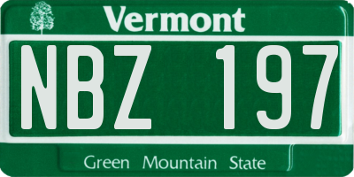 VT license plate NBZ197
