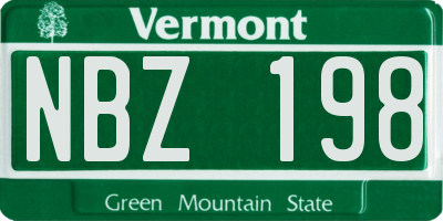 VT license plate NBZ198