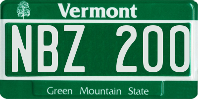 VT license plate NBZ200