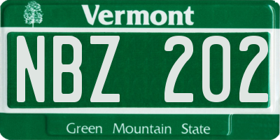 VT license plate NBZ202