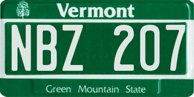 VT license plate NBZ207